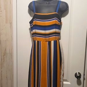 Japna Striped Jumpsuit in Mustard, Blue, Black & White